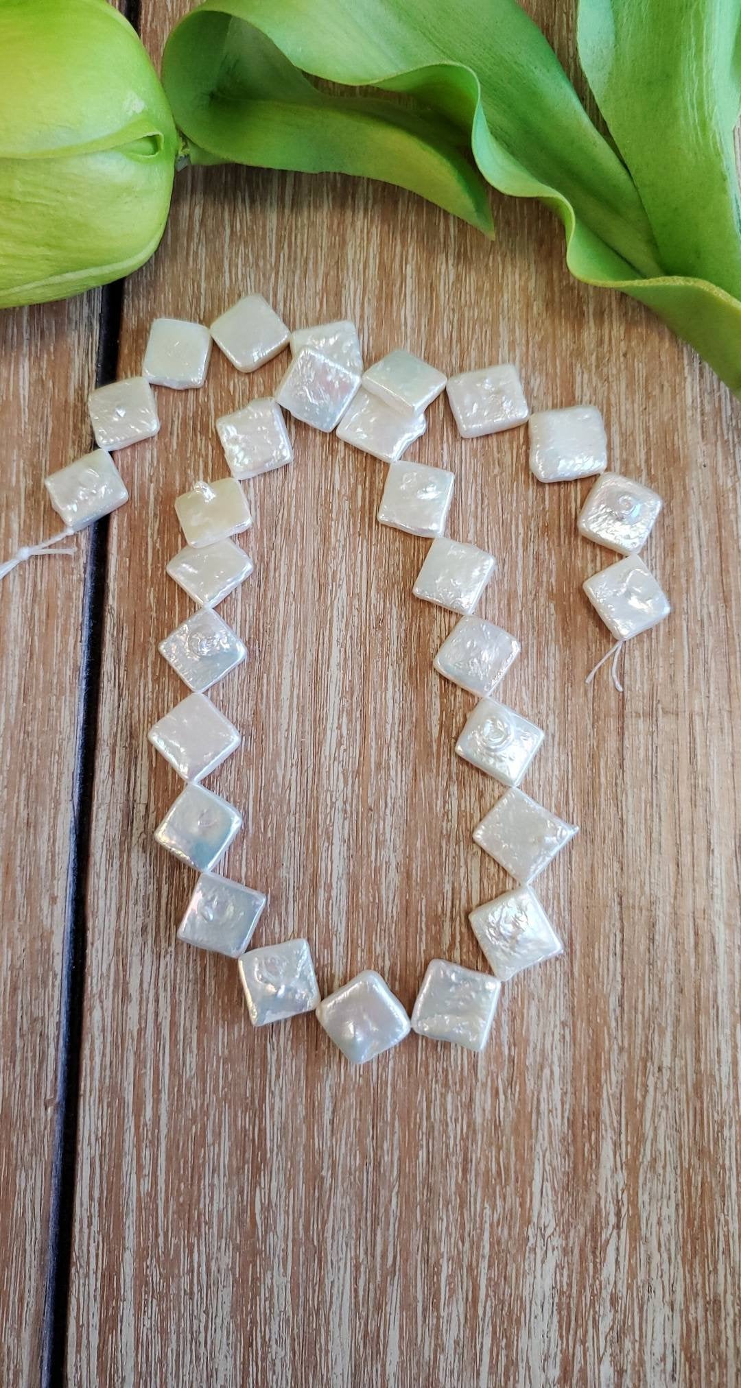 Mother of Pearl, White Pearl Bead, Diamond shape pearl