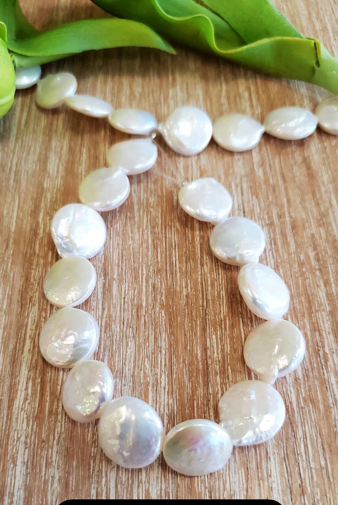 Disc Shape Mother of Pearl, White Pearl Bead