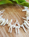 Mother of Pearl, White Pearl Bead, tooth shape bead,
