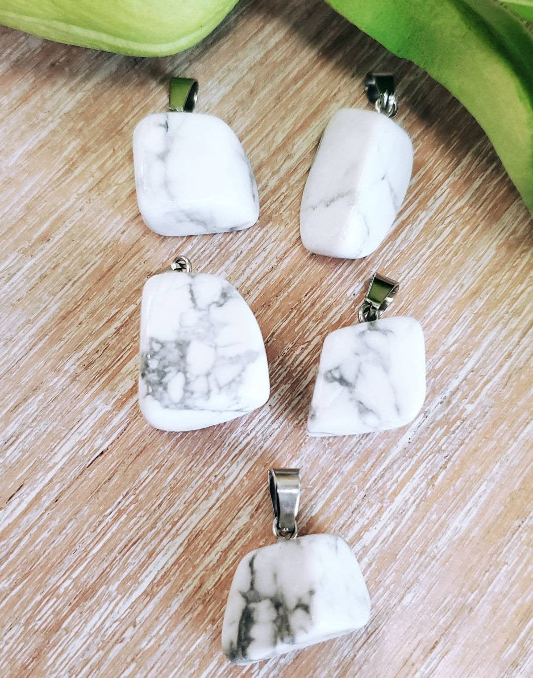 Howlite Bead Pendant, White Howlite Bead Pendant