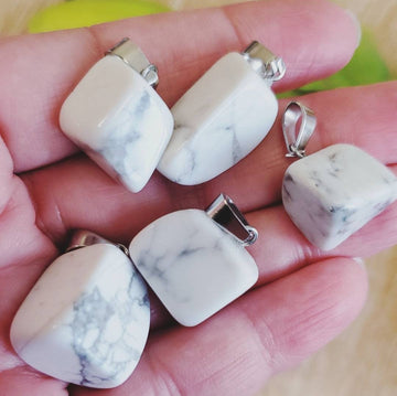 Howlite Bead Pendant, White Howlite Bead Pendant