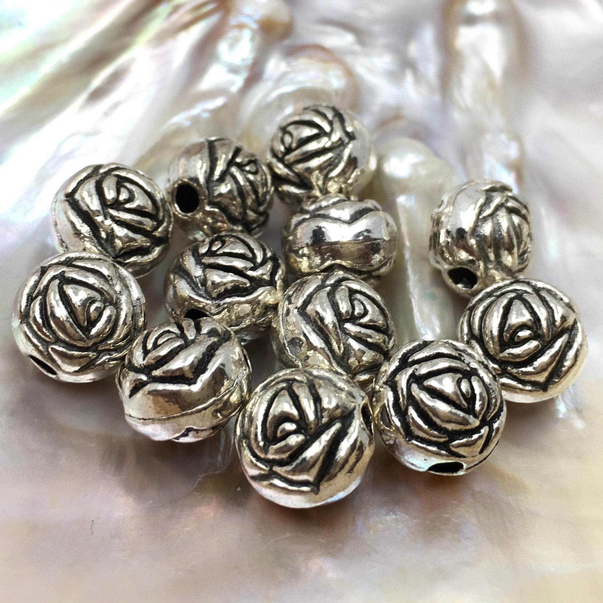 Alloy Silver Round Flower Spacer Beads | Bellaire Wholesale