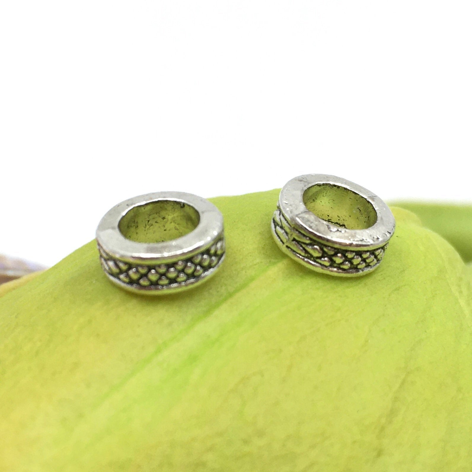 20Pc Alloy Silver Round Cylinder Flat Spacer Beads| Bellaire Wholesale