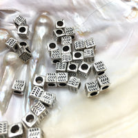 40Pcs Alloy Silver Square Cube Tibetan Spacer | Bellaire Wholesale