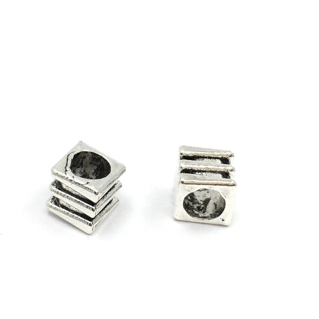 20Pcs Alloy Silver Square Cube Spacer Beads | Bellaire Wholesale