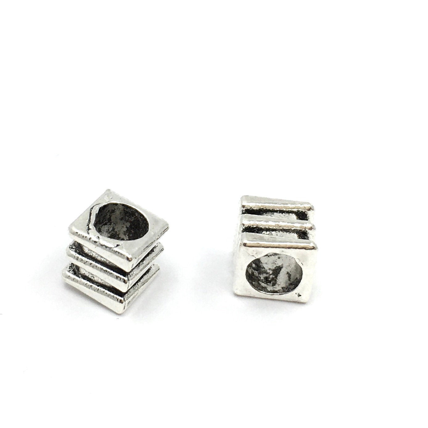 20Pcs Alloy Silver Square Cube Spacer Beads | Bellaire Wholesale