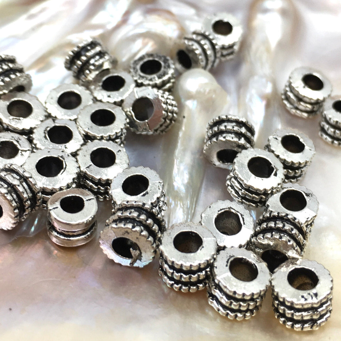 30Pc Alloy Silver Rondelle Round Antique Spacer | Bellaire Wholesale