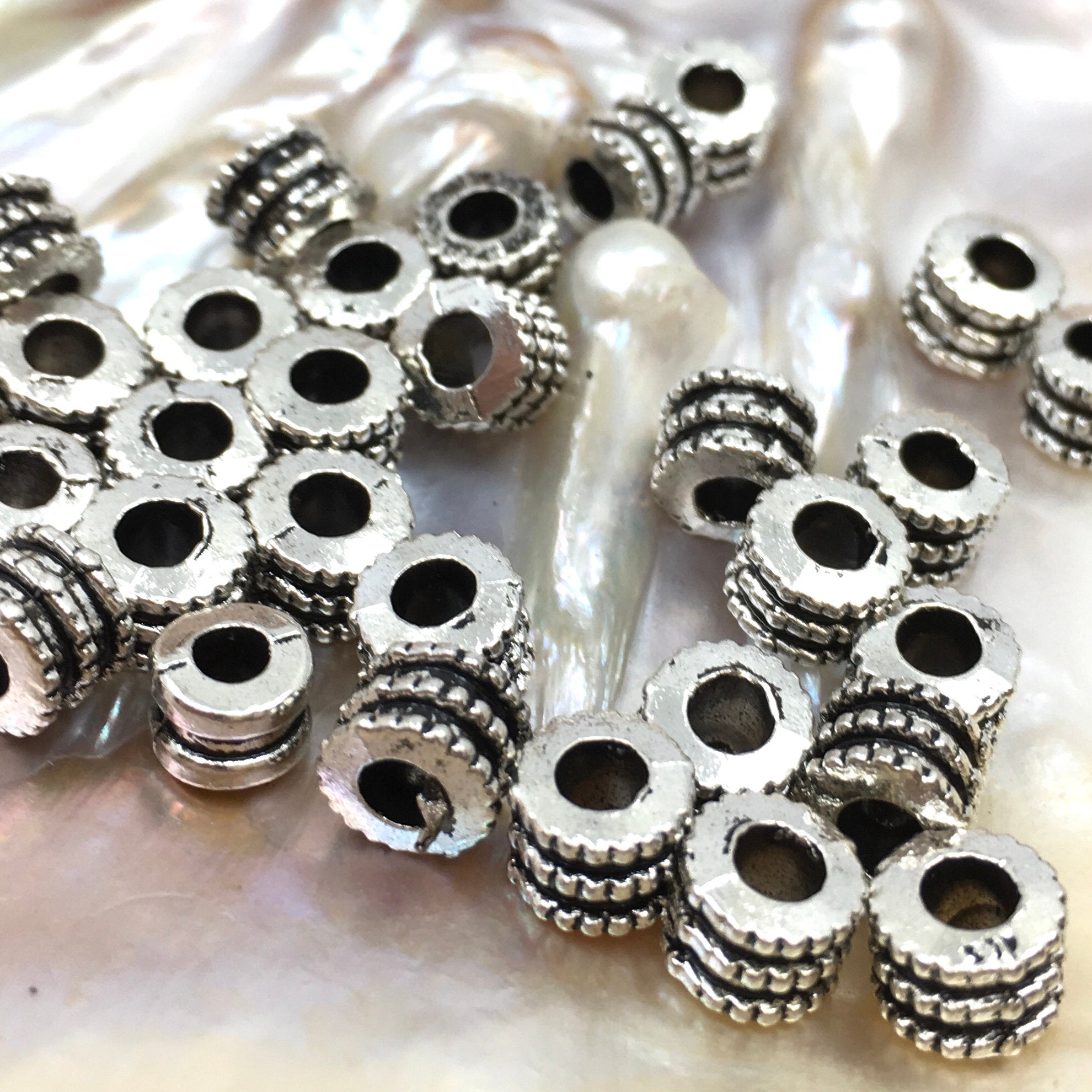 30Pc Alloy Silver Rondelle Round Antique Spacer | Bellaire Wholesale