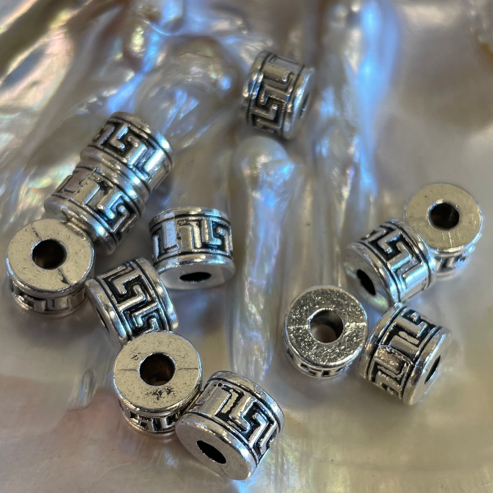 24Pc Alloy Silver Cylinder Round Spacer Bead  | Bellaire Wholesale