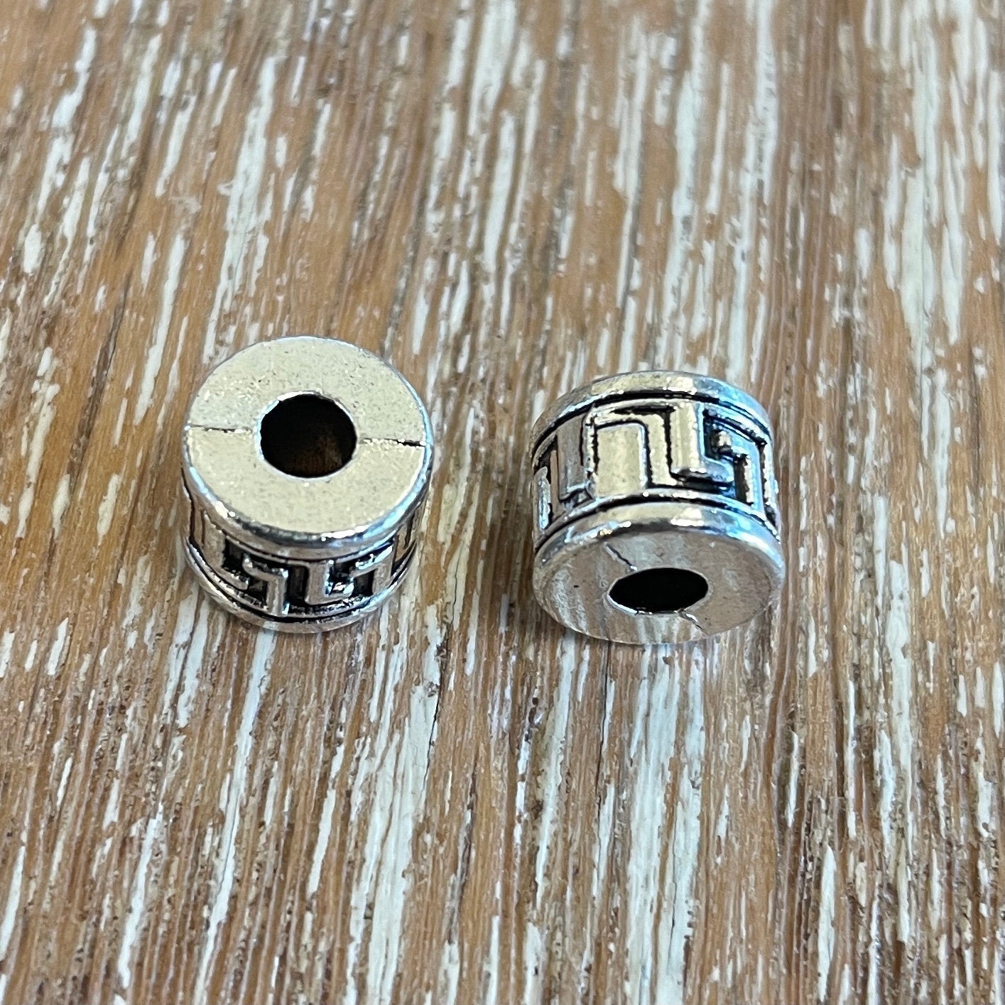 24Pc Alloy Silver Cylinder Round Spacer Bead  | Bellaire Wholesale