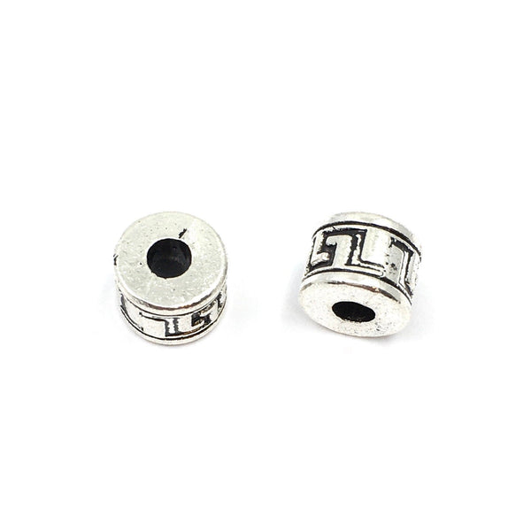 24Pc Alloy Silver Cylinder Round Spacer Bead  | Bellaire Wholesale