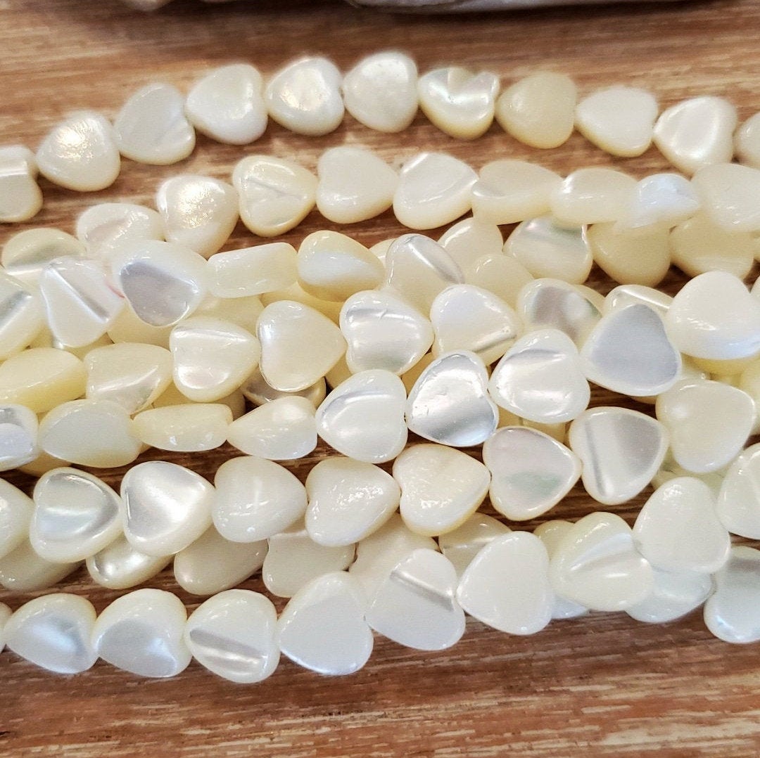 Heart Shape Shell Pearl Bead, White Shell Pearl