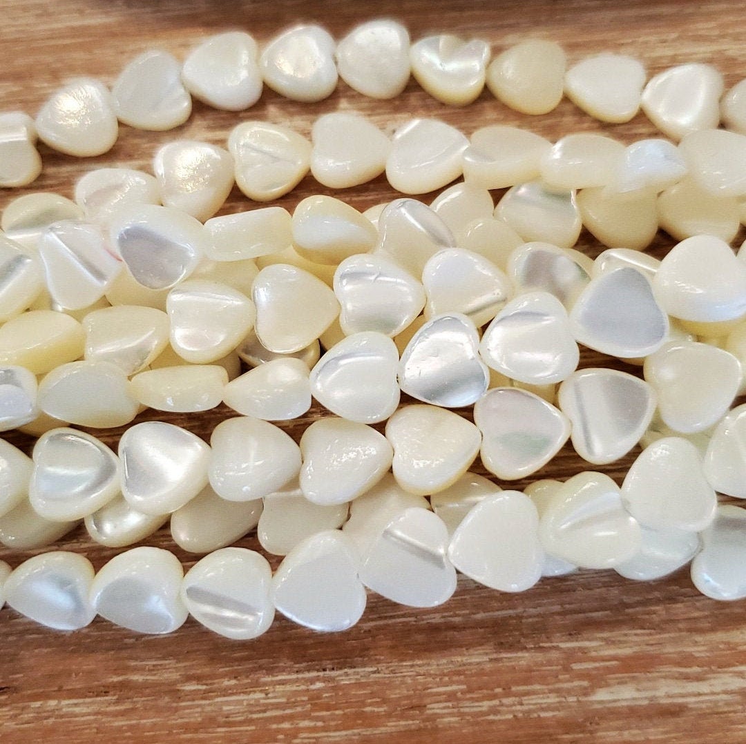 Heart Shape Shell Pearl Bead, White Shell Pearl
