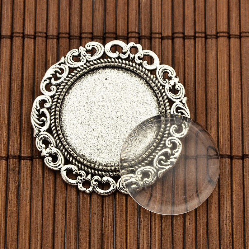 Alloy Cabochon, Antique Silver Round Connector  | Bellaire Wholesale