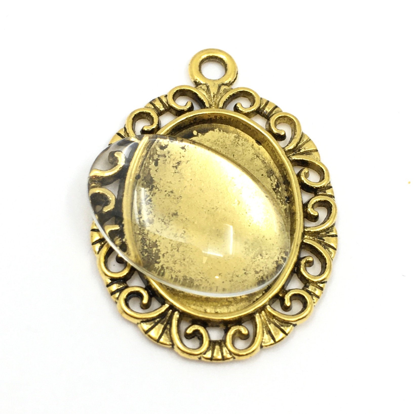 Alloy Antique Silver/Bronze Cabochon Pendant  | Bellaire Wholesale