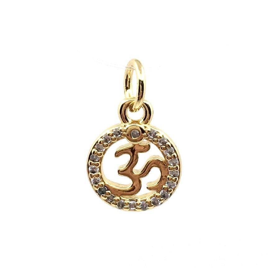 Gold OM Pendant, Om 18K Gold Round Charm | Bellaire Wholesale