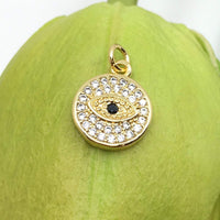 Round Gold Brass Evil Eye Charm | Bellaire Wholesale