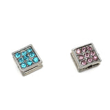 Alloy Blue and Pink Rhinestone Square Cube Beads | Bellaire Wholesale