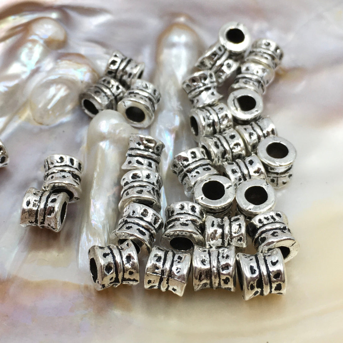 30Pc Alloy Silver Damru shaped Spacer Beads | Bellaire Wholesale