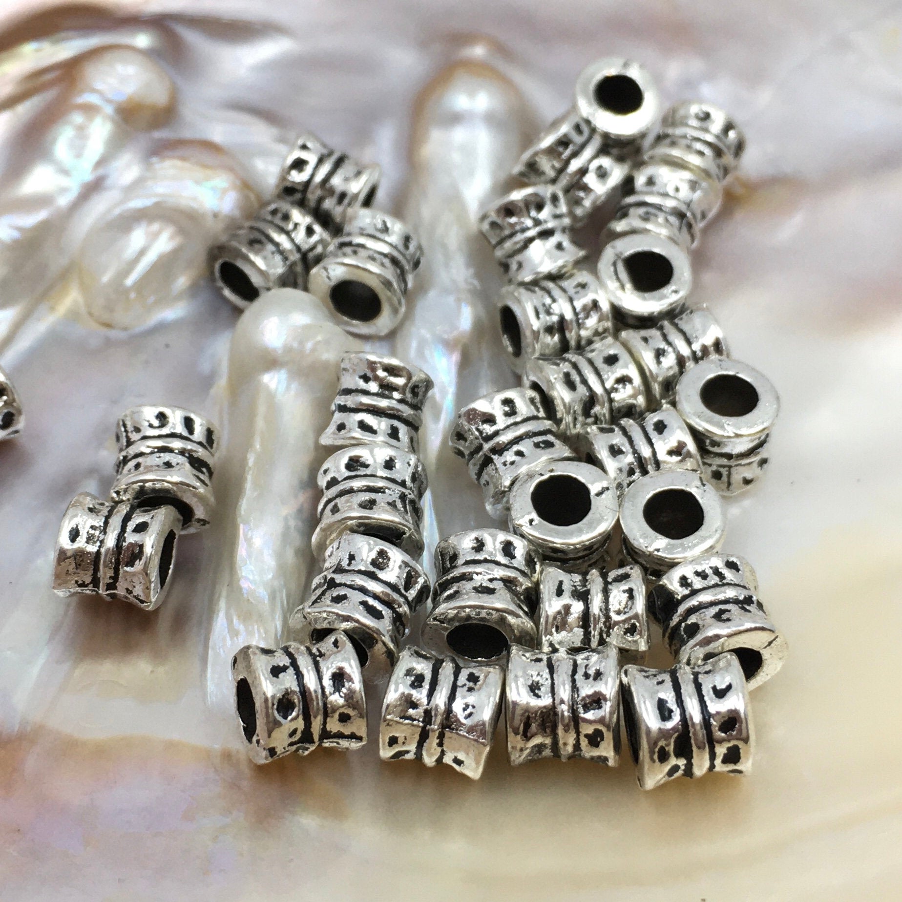 30Pc Alloy Silver Damru shaped Spacer Beads | Bellaire Wholesale