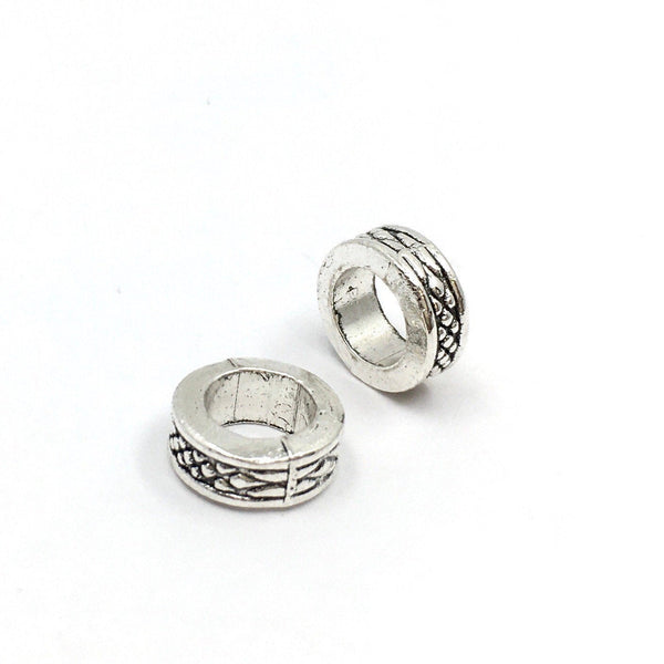20Pc Alloy Silver Round Cylinder Flat Spacer Beads| Bellaire Wholesale