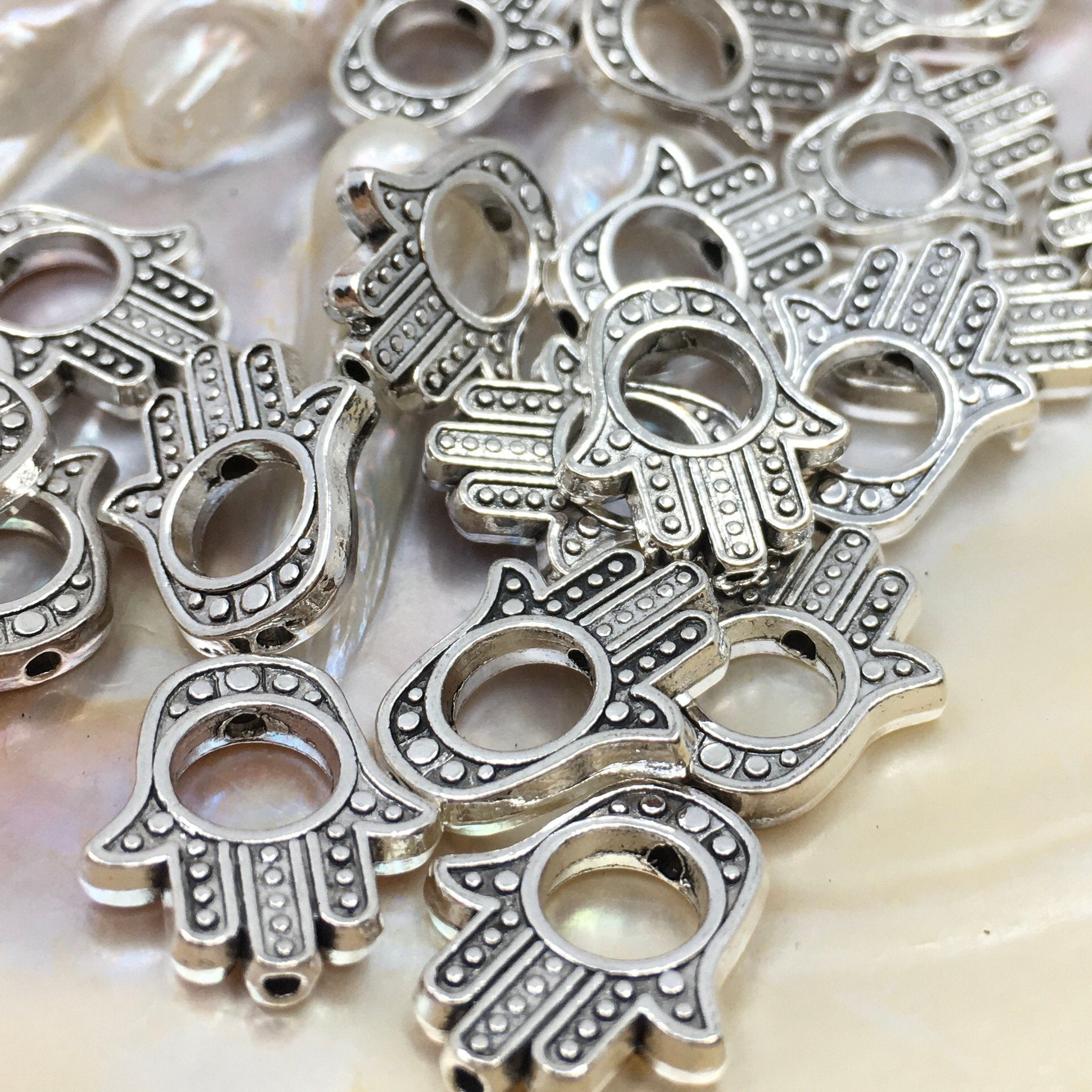 Hamsa Hand Beads, Religious beads, Big Hole Hamsa | Bellaire Wholesale