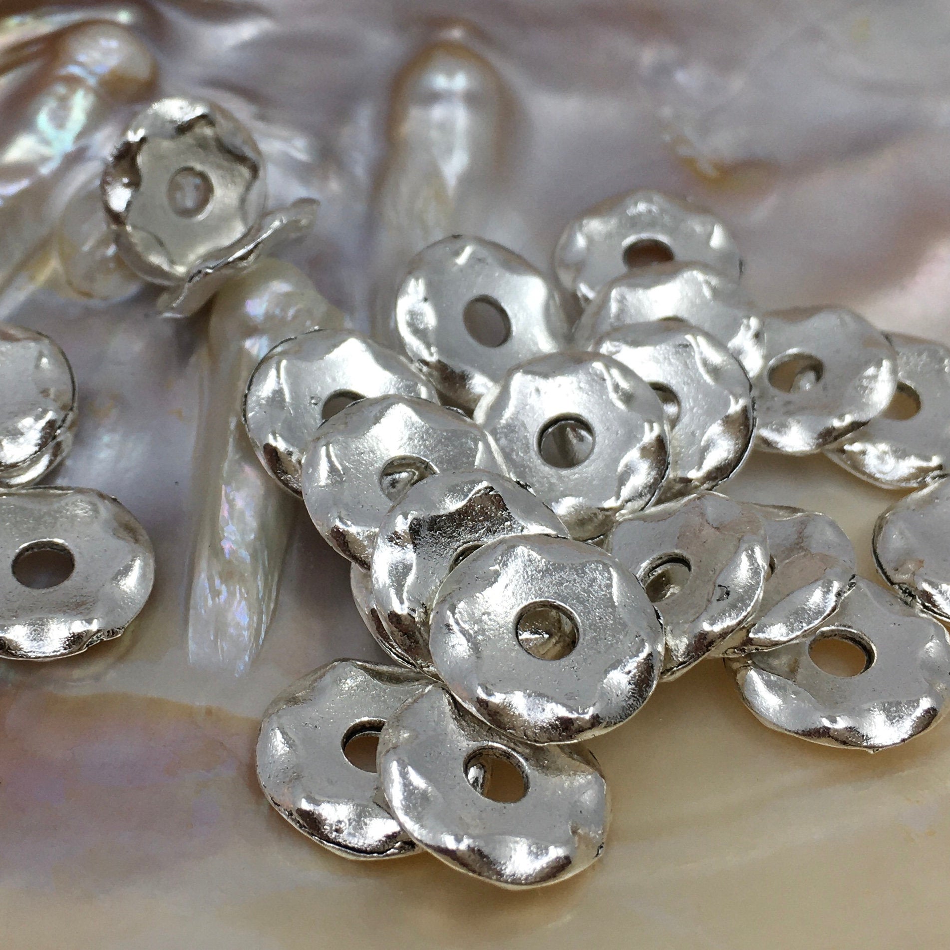 24Pc Alloy Silver Star Flat Spacer Beads | Bellaire Wholesale