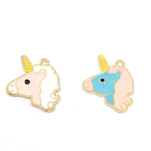 Alloy Colorful Unicorn Head Charm, Free Creature  | Bellaire Wholesale