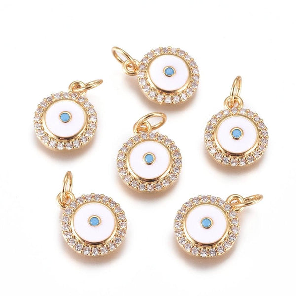 White Evil Eye with CZ Pave Brass Charm | Bellaire Wholesale