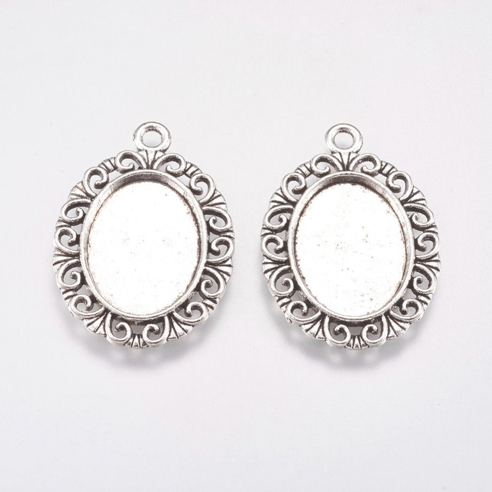 Alloy Antique Silver/Bronze Cabochon Pendant  | Bellaire Wholesale