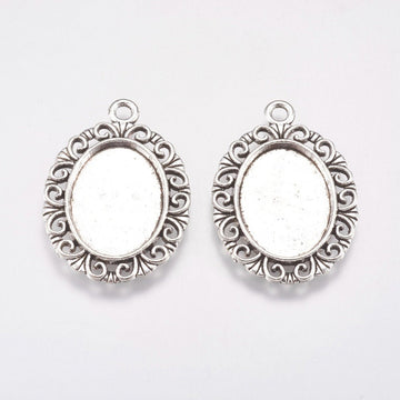 Alloy Antique Silver/Bronze Cabochon Pendant  | Bellaire Wholesale
