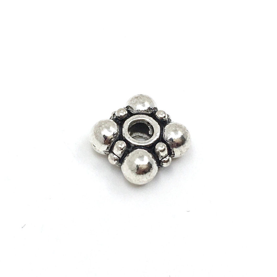 10mm Rhodium Daisy Roundels | Bellaire Wholesale
