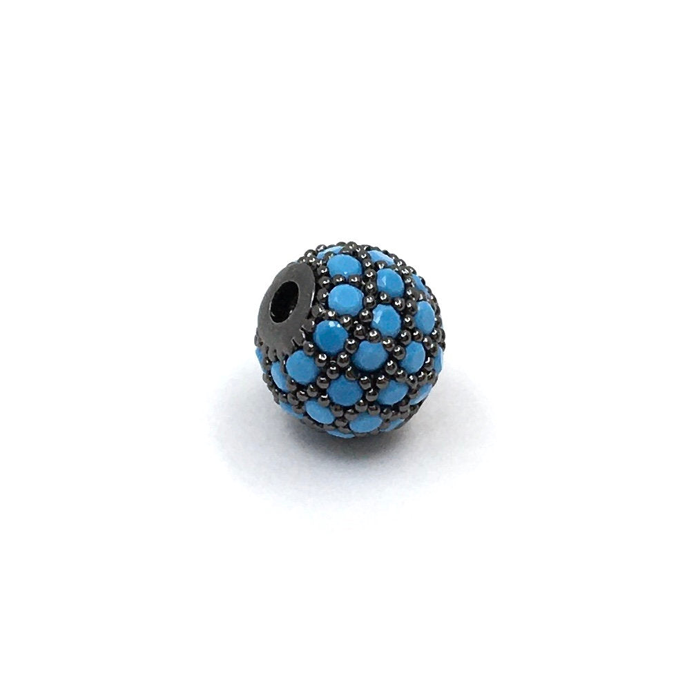 Gunmetal with Turquoise CZ pave Bead | Bellaire Wholesale