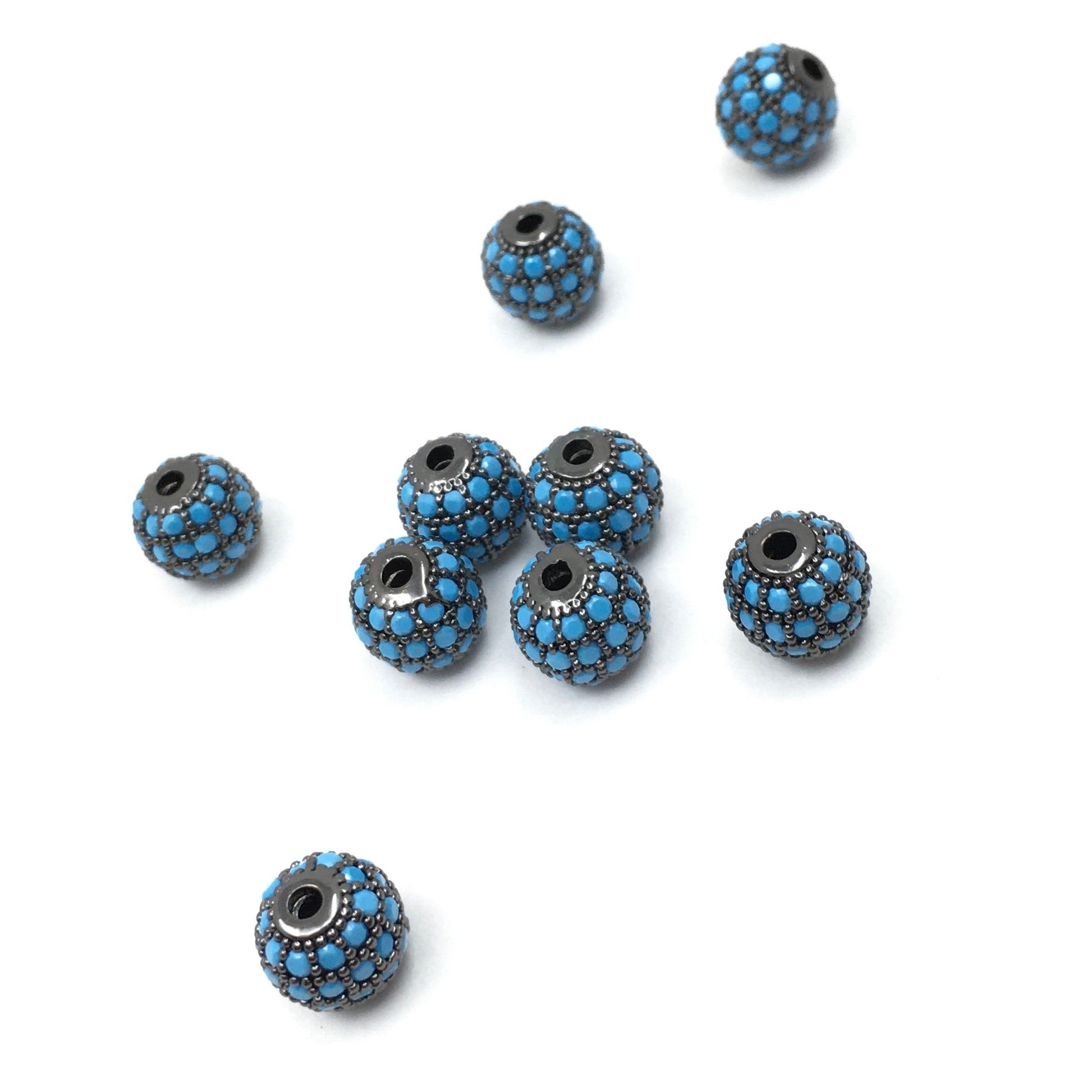 Gunmetal with Turquoise CZ pave Bead | Bellaire Wholesale