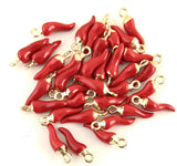 2 PCs Cornicello Red Brass Gold Plated Charm | Bellaire Wholesale