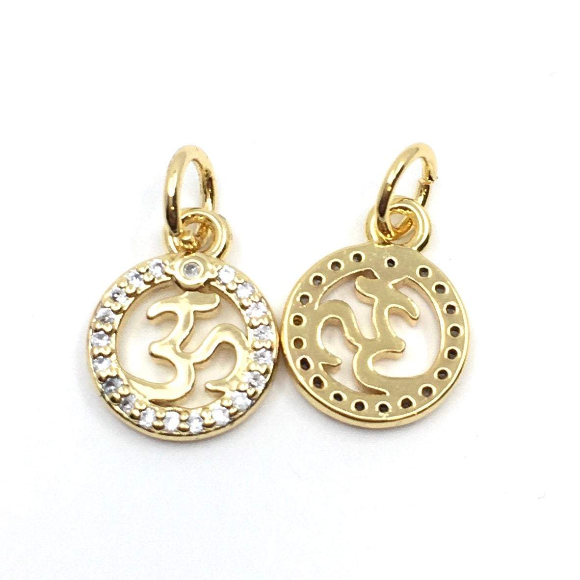 Gold OM Pendant, Om 18K Gold Round Charm | Bellaire Wholesale