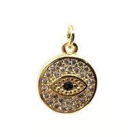 Round Gold Brass Evil Eye Charm | Bellaire Wholesale