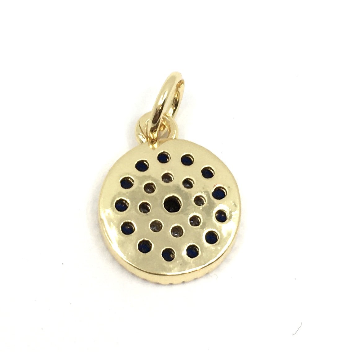 Round Blue and CZ Brass Evil Eye Charm | Bellaire Wholesale