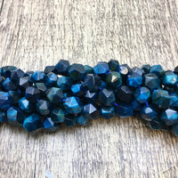 Teal Blue Tiger-eye dyed Diamond Cut Faceted beads | Bellaire Wholesale