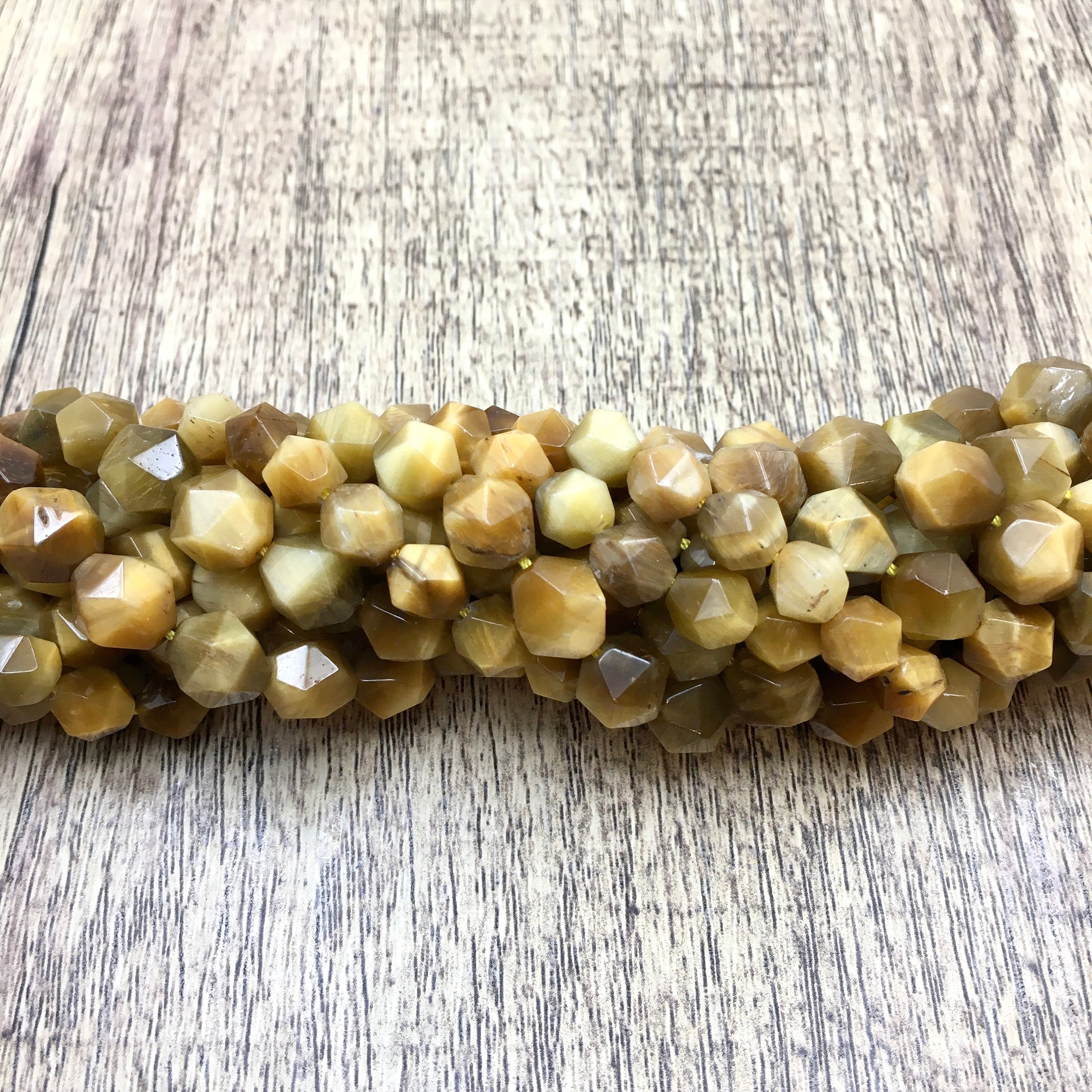 Honey Gold Tiger Eye diamond cut shape beads | Bellaire Wholesale