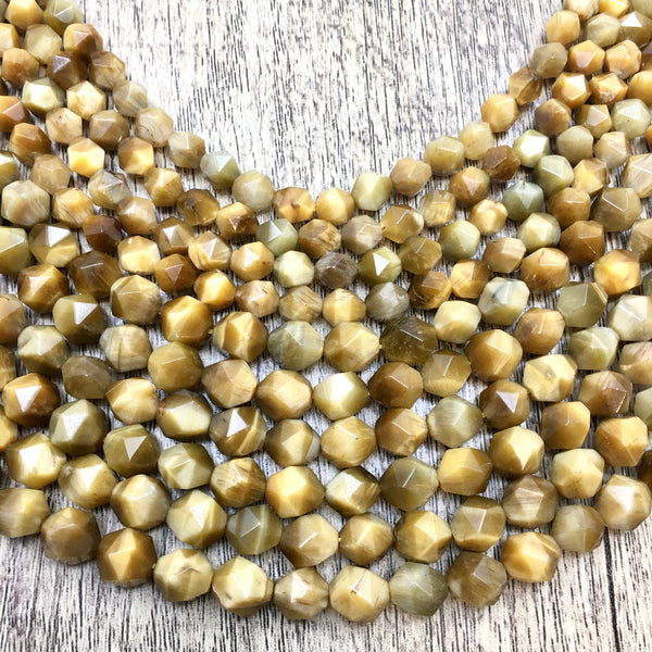 Honey Gold Tiger Eye diamond cut shape beads | Bellaire Wholesale