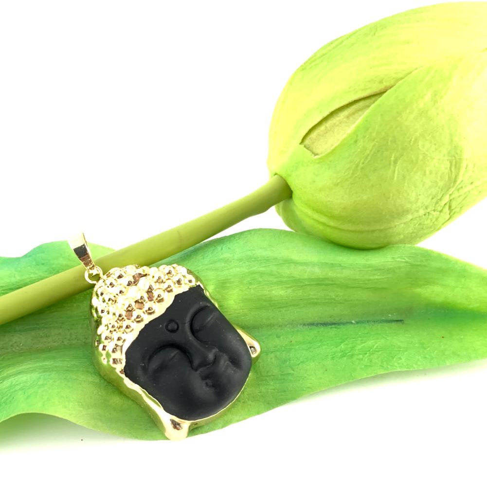 Buddha Head Frosted Glass Pendant with gold plated | Bellaire Wholesale