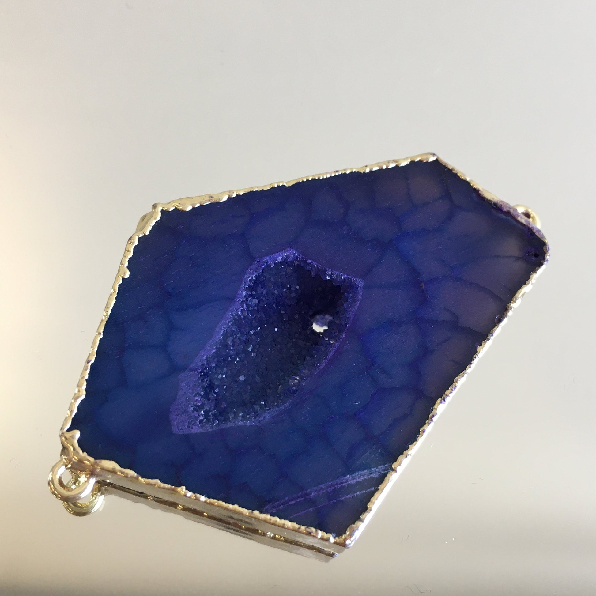 Purple Natural Druzy Agate Slice Connectors | Bellaire Wholesale