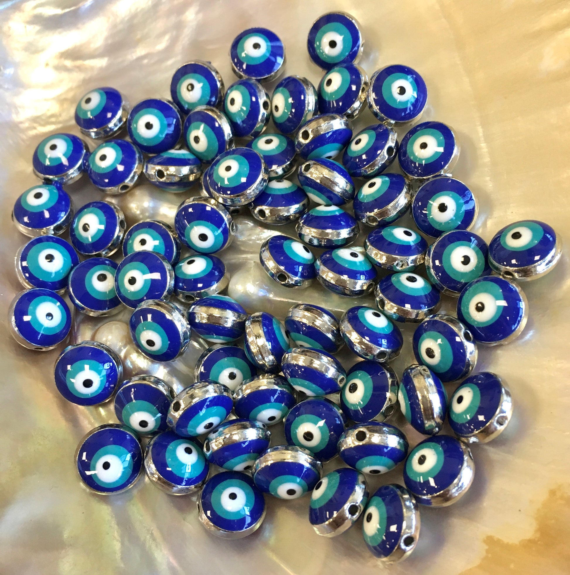 Alloy Puffy Dark Blue Evil Eye Beads | Bellaire Wholesale