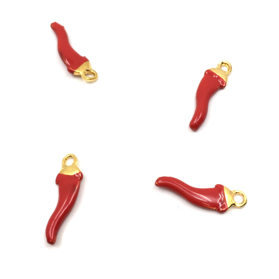 3 PCs Cornicello Red Brass Gold Plated Charm | Bellaire Wholesale