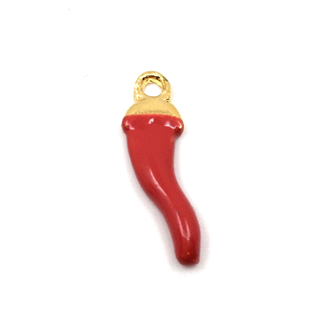 3 PCs Cornicello Red Brass Gold Plated Charm | Bellaire Wholesale