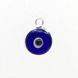 2Pcs Round Silver Plated Blue Evil Eye Charm | Bellaire Wholesale