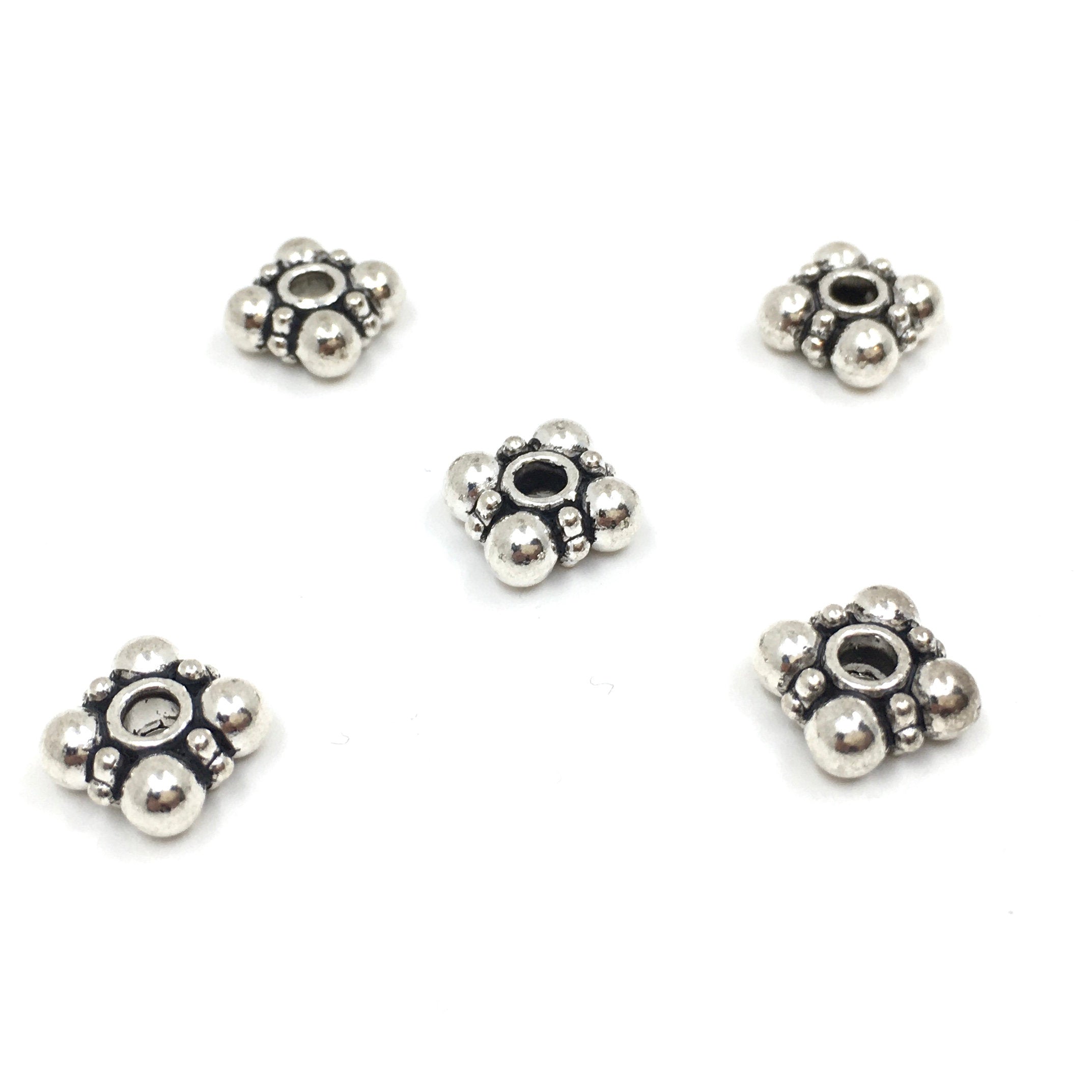 10mm Rhodium Daisy Roundels | Bellaire Wholesale