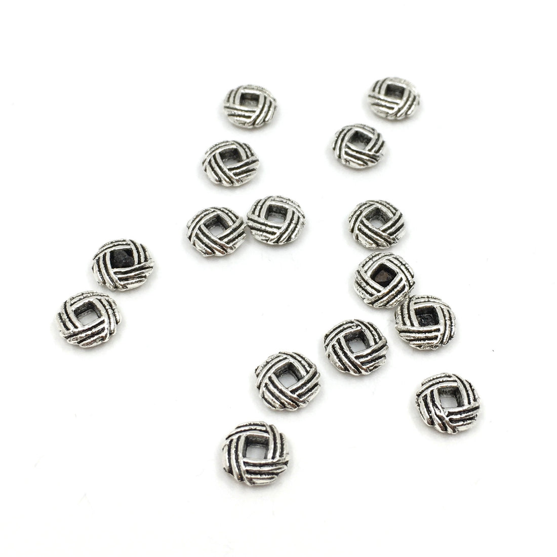 40Pcs Alloy Rhodium Flat Round Beads | Bellaire Wholesale