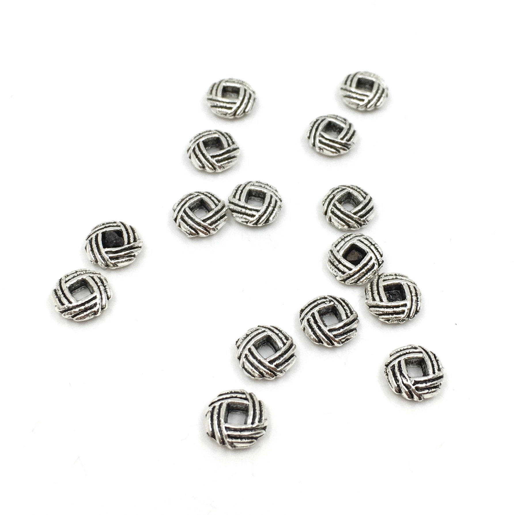 40Pcs Alloy Rhodium Flat Round Beads | Bellaire Wholesale